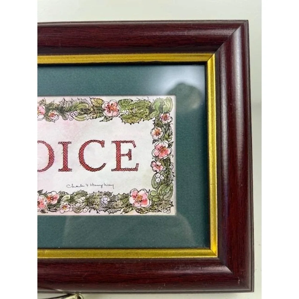 Vintage HOMECO Framed REJOICE Art Floral‎ Holly Berry Vintage Home Decor